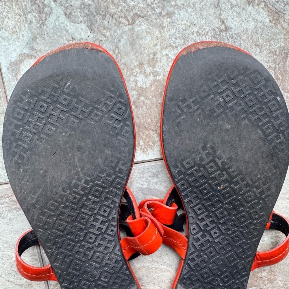 Tory Burch Patent Orange Miller Sandals Size 9.5 - Picture 6 of 6